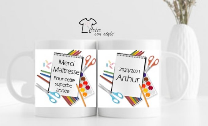 Mug "merci maîtresse"(cahier)