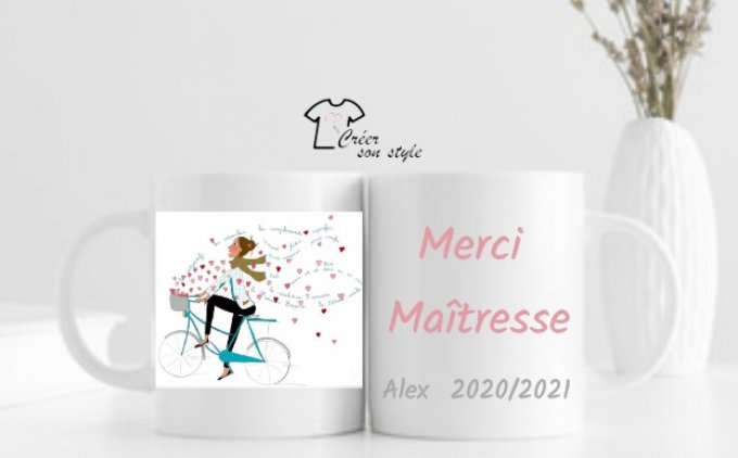 Mug "merci maîtresse"(vélo)