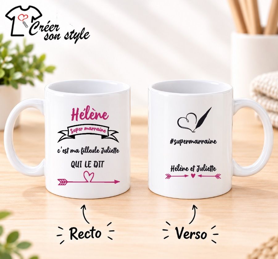 Mug "super marraine c'est mon/ma filleul(e) qui le dit"