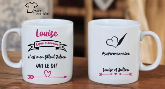 Mug "super marraine c'est mon/ma filleul(e) qui le dit"