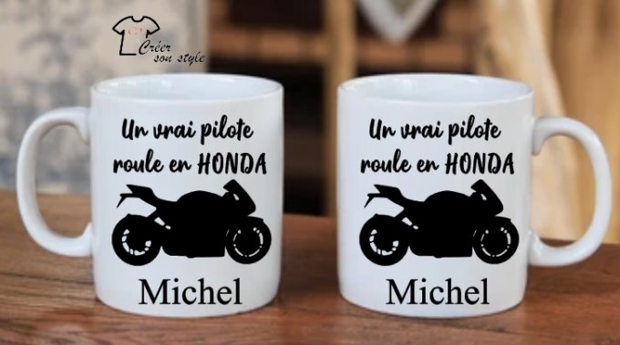 Mug "un vrai pilote roule en Honda"