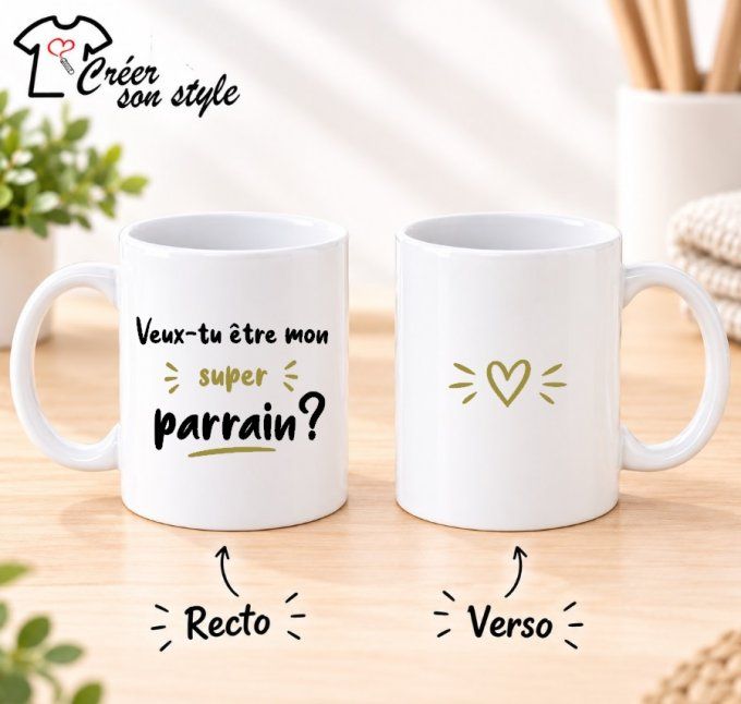 Mug "veux tu être mon super parrain?" 
