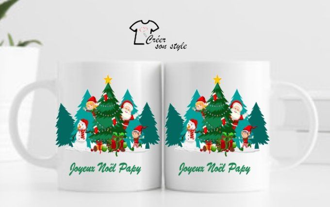 Mug "joyeux noël" (père noël/lutin/bonhomme de neige)