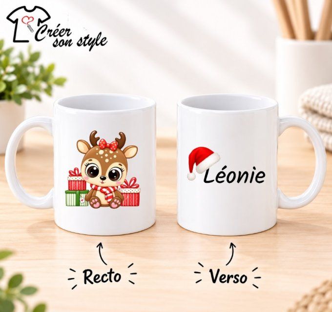 Mug "bébé renne + prénom"  