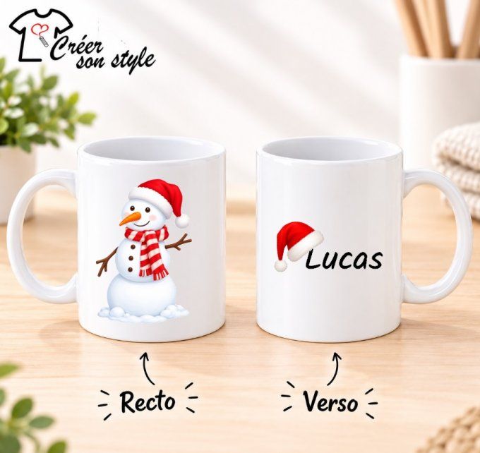 Mug "bonhomme de neige + prénom"