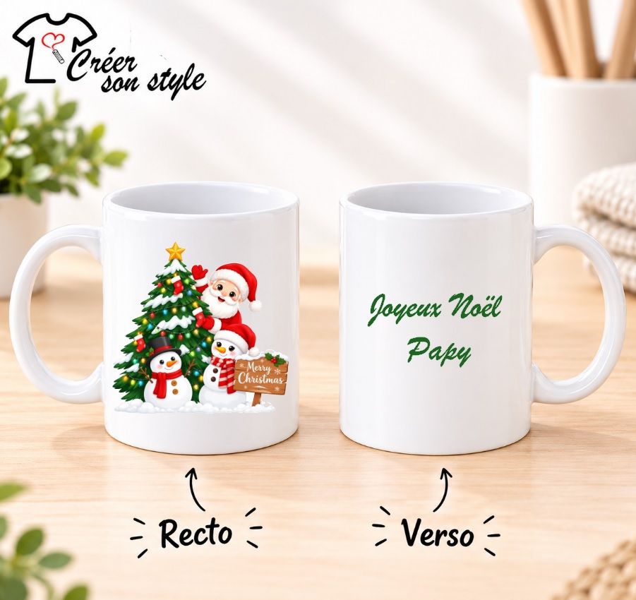 Mug "joyeux noël" (père noël/sapin/bonhomme de neige)