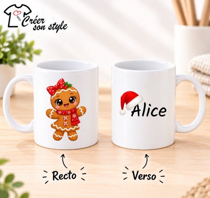Mug "pain d'épice fille + prénom" 