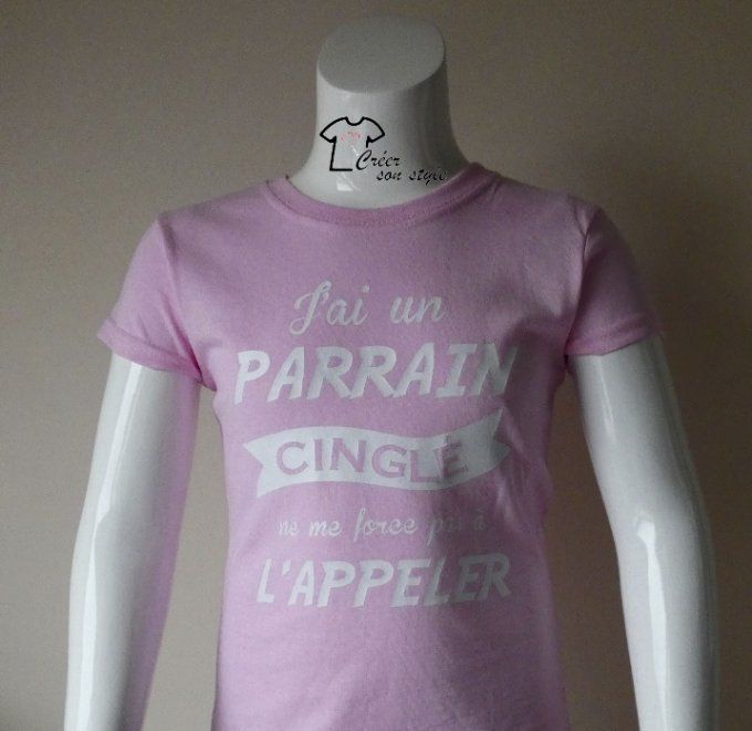 tee shirt "J'ai un parrain cinglé ne me force pas à l'appeler "