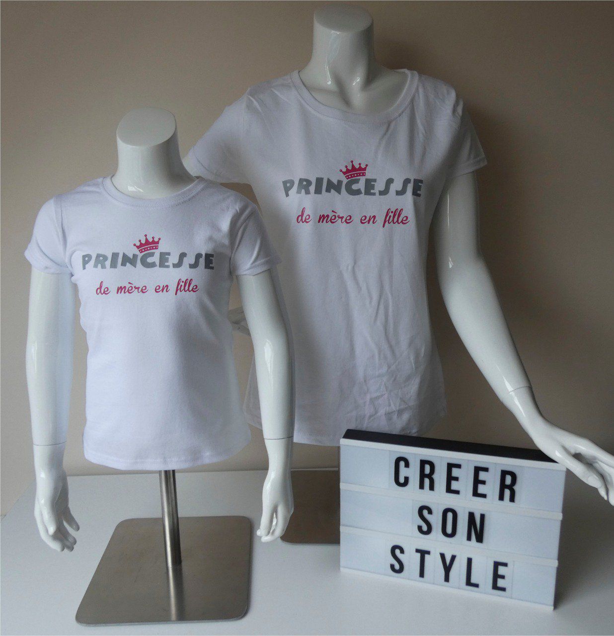 T-shirt Femme 'Princesse De Mère En Fille' - Message Tendre, Col Rond, Coupe Classique