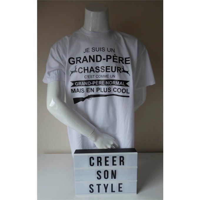 tee shirt homme "je suis un grand-père chasseur c'est comme un grand-père normal mais en plus cool"