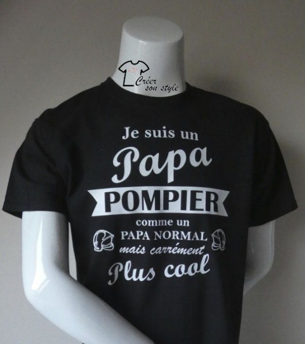 tee shirt homme "Je suis un papa pompier comme un papa normal mais carrément plus cool"