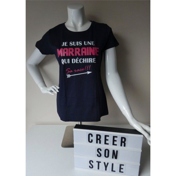 tee shirt "Je suis une marraine qui déchire sa race"