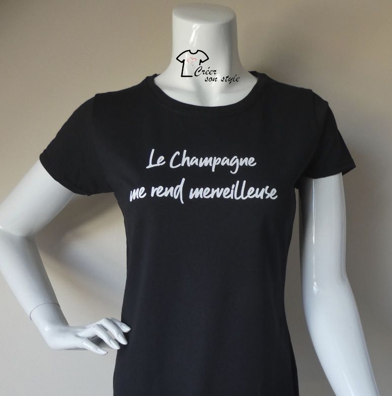 tee shirt femme "le champagne me rend merveilleuse"