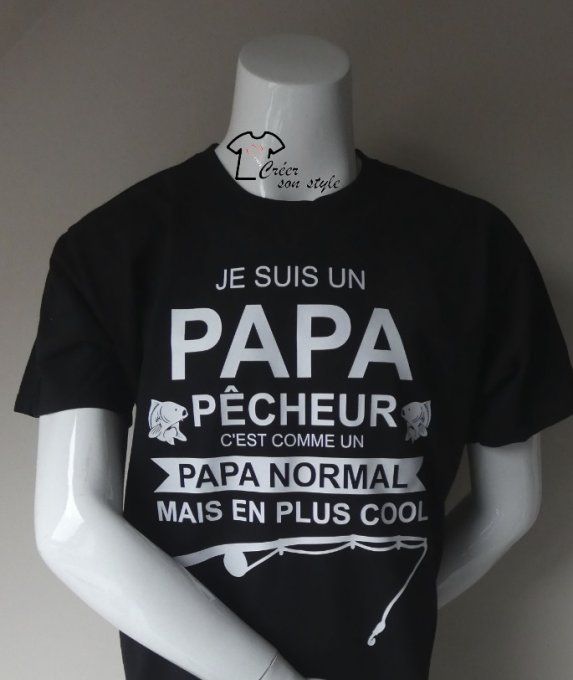 tee shirt homme "je suis un papa pêcheur c'est comme un papa normal mais en plus cool"