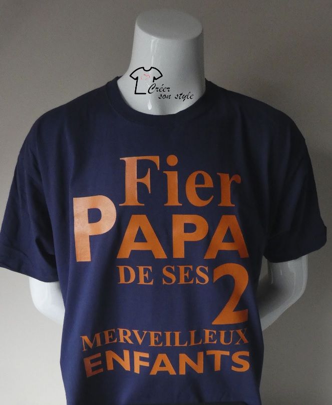 "tee shirt "Fier papa de ses merveilleux enfants"