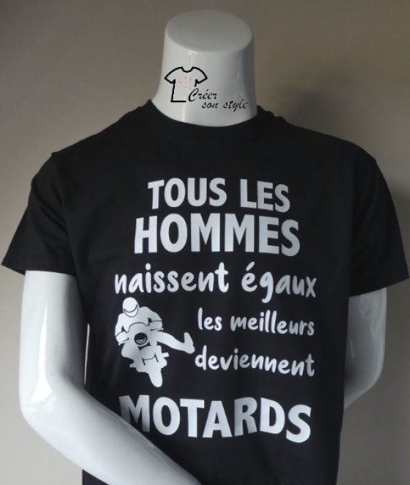 tee shirt homme "tous les hommes naissent égaux les meilleurs deviennent motards"