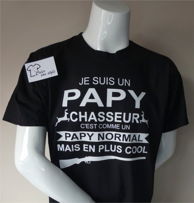 tee shirt homme "je suis un papy chasseur c'est comme un papy normal mais en plus cool"