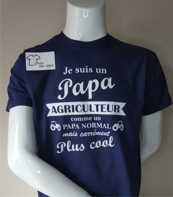 tee shirt homme "Je suis un papa agriculteur comme un papa normal mais carrément plus cool"