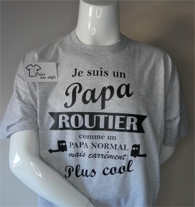 tee shirt homme "Je suis un papa routier comme un papa normal mais carrément plus cool"