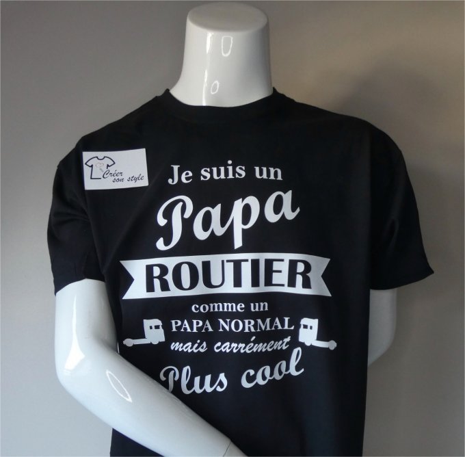 tee shirt homme "Je suis un papa routier comme un papa normal mais carrément plus cool"