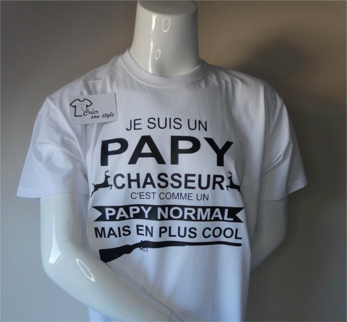 tee shirt homme "je suis un papy chasseur c'est comme un papy normal mais en plus cool"