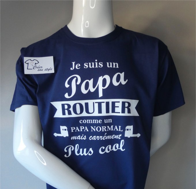 tee shirt homme "Je suis un papa routier comme un papa normal mais carrément plus cool"