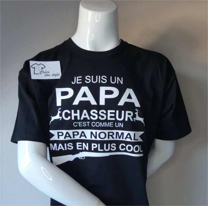 tee shirt homme "je suis un papa chasseur c'est comme un papa normal mais en plus cool"