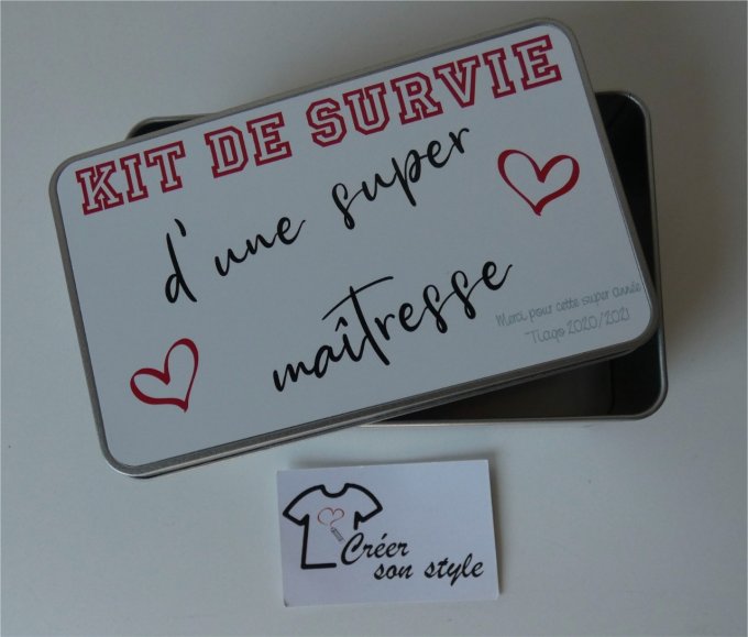 Boite métallique "Kit de survie d'une super maitresse"