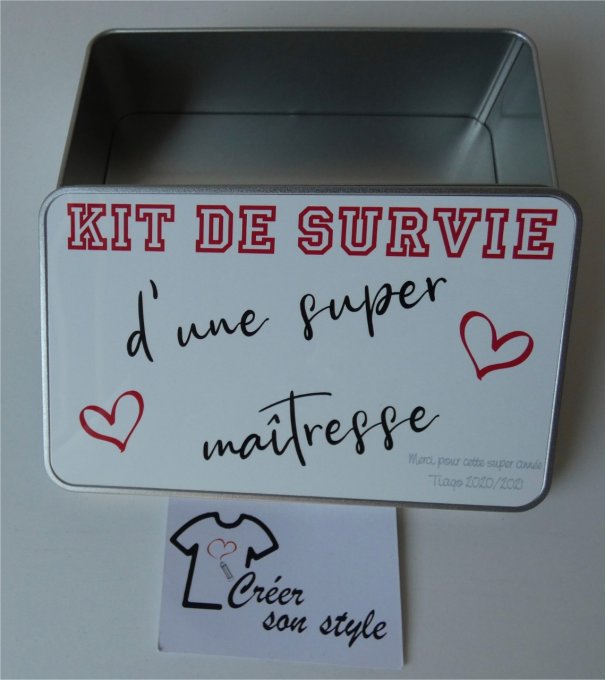 Boite métallique "Kit de survie d'une super maitresse"