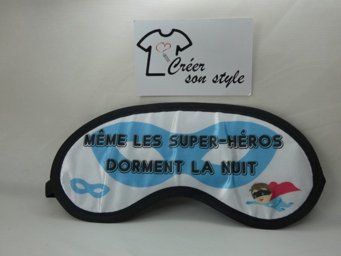 Masque de nuit "même les super-héros dorment la nuit" bleu