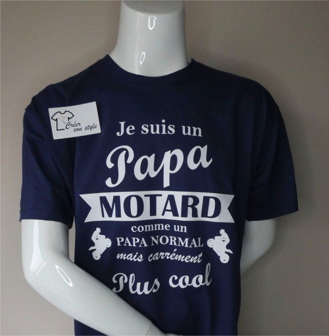 tee shirt homme "Je suis un papa motard comme un papa normal mais carrément plus cool"