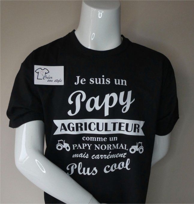 tee shirt homme "je suis un papy agriculteur comme un papy normal mais carrément plus cool"