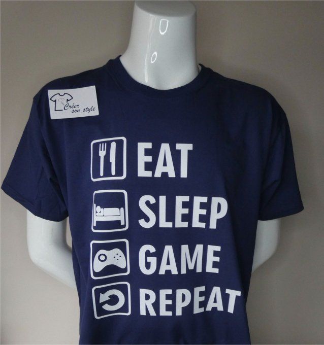 tee shirt homme"Eat, Sleep, Game, Repeat"