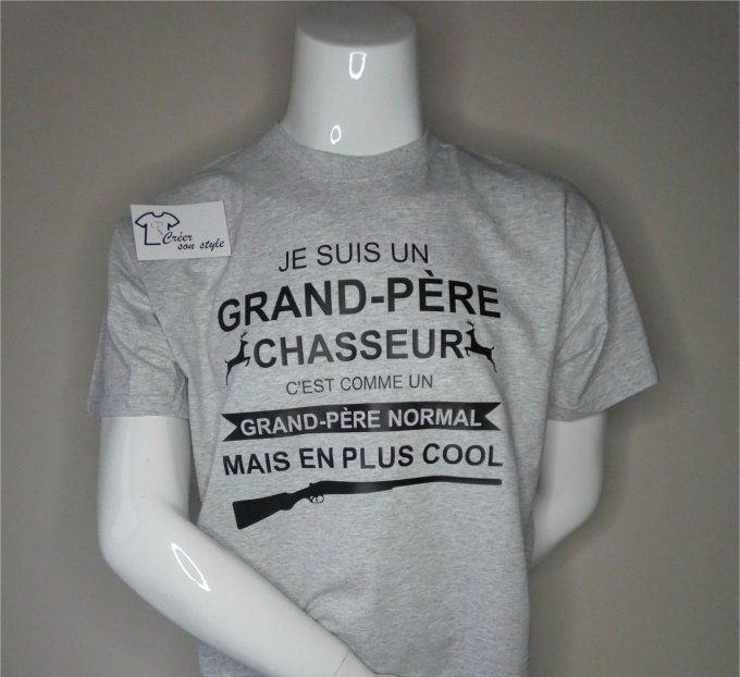 tee shirt homme "je suis un grand-père chasseur c'est comme un grand-père normal mais en plus cool"