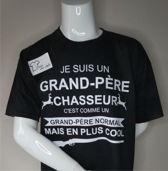 tee shirt homme "je suis un grand-père chasseur c'est comme un grand-père normal mais en plus cool"