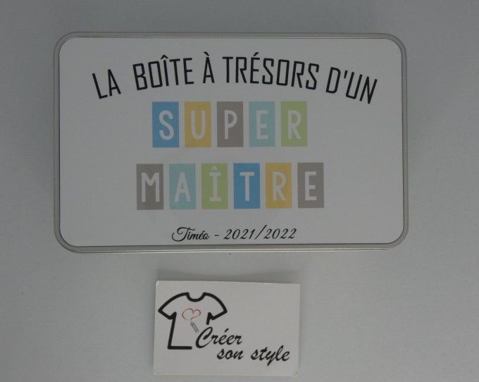 Boite métallique "la boîte à trésors d'un super maître"