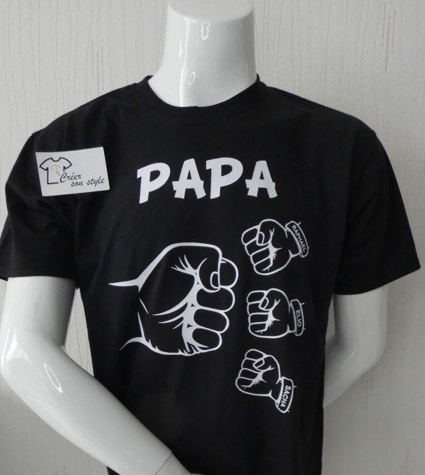 tee shirt "papa + poing (1, 2, 3 ou + enfants)