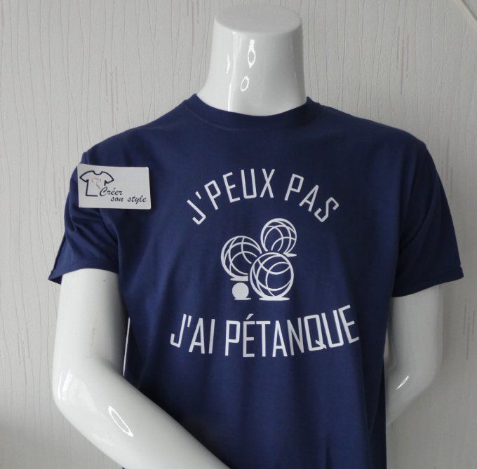 tee shirt homme "j'peux pas j'ai pétanque"