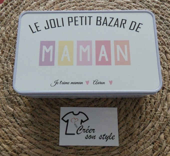 Boite métallique "le jolie petit bazar de maman"