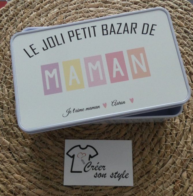 Boite métallique "le jolie petit bazar de maman"
