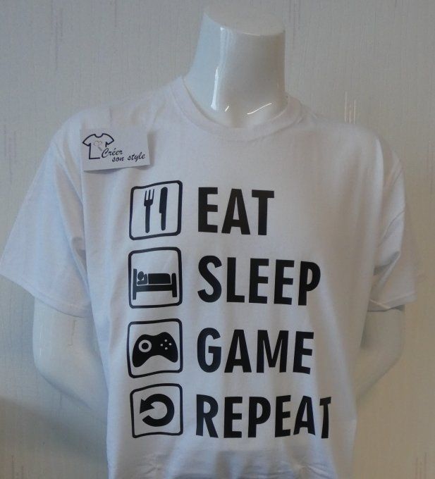 tee shirt homme"Eat, Sleep, Game, Repeat"