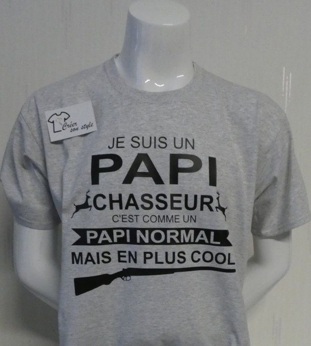tee shirt homme "je suis un papy chasseur c'est comme un papy normal mais en plus cool"