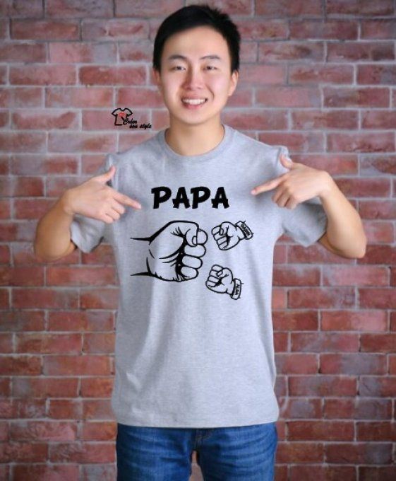 tee shirt "papa + poing (1, 2, 3 ou + enfants)