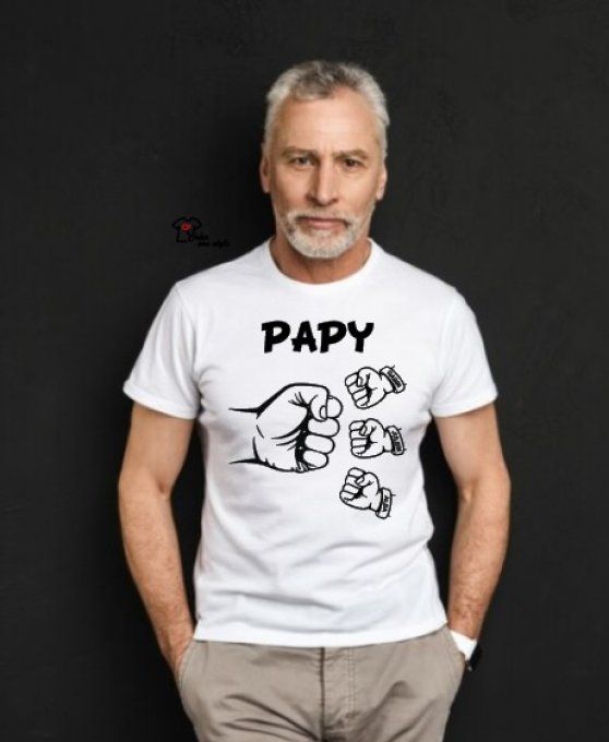 tee shirt "papy + poing (1, 2, 3 ou + petit-enfants) 