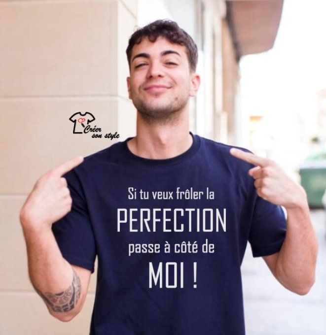 tee shirt homme "Si tu veux frôler la perfection passe à côté de moi!"