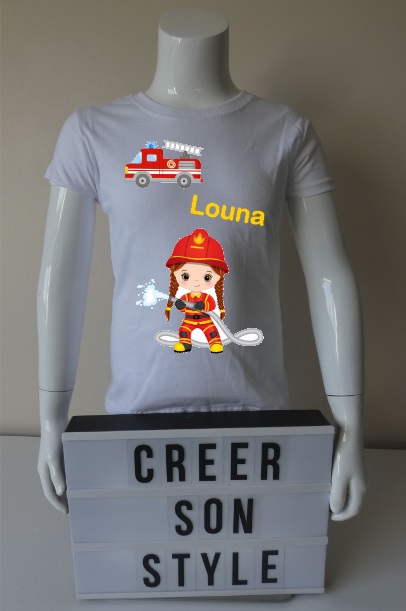 Tee shirt enfant "pompier - fille"