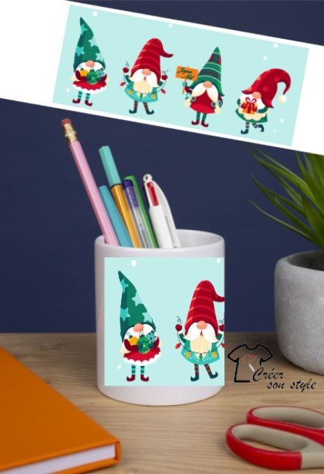 Pot à crayon "gnome de noël"