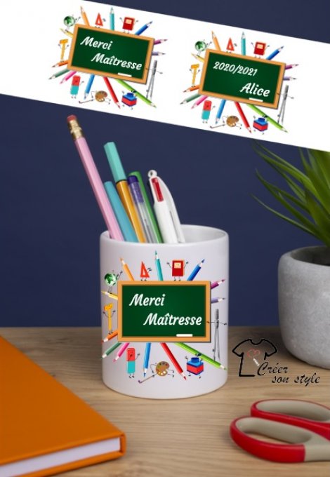 Pot à crayon "merci maître(sse)" (tableau) 