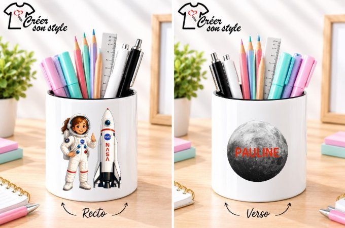 Pot à crayon "astronaute fille"