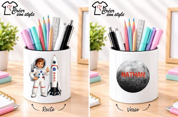 Pot à crayon "astronaute garçon"